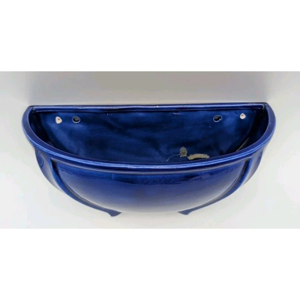 Duncan Ceramic Wall Planter Pocket Vase Cobalt Blue Art Deco